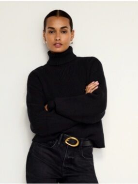 NWT GOOD AMERICAN Black Turtleneck Ribbed Sweater Size 2XL/3XL